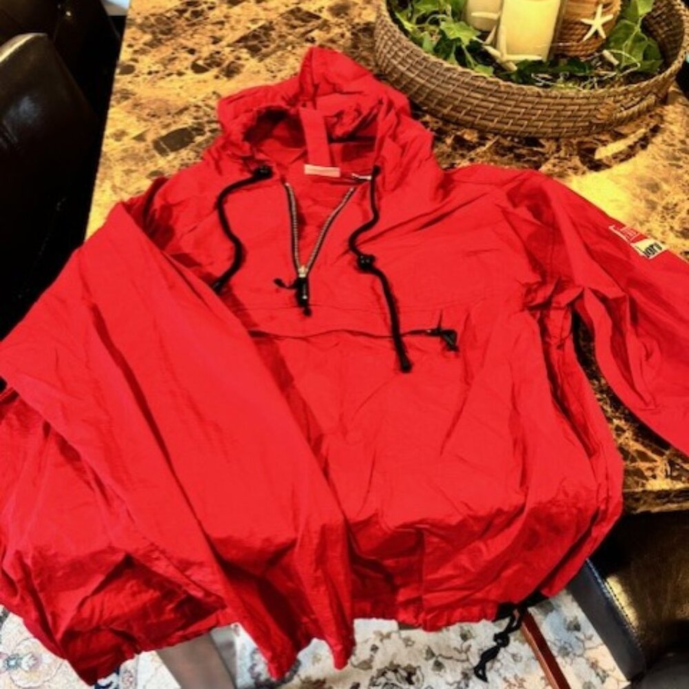Men's Lightweight Unlimited Red Hooded Qtr Zip Pullover - Large